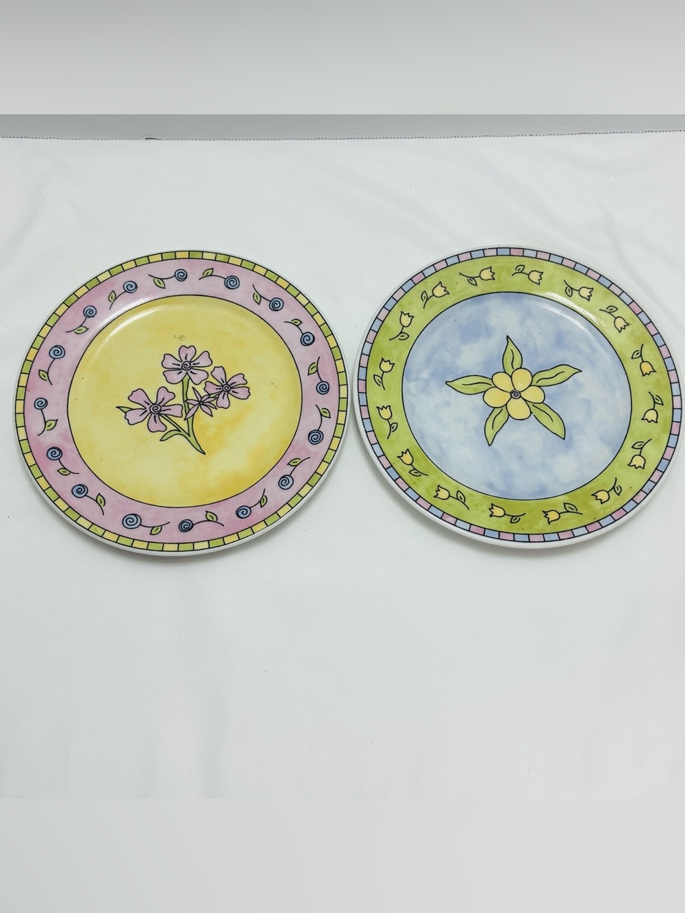 Hand-Painted Pastel Floral Dinner Plates - Set of 2 I159